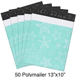 50 Pcs Blue Starfish Poly Mailers 10″x13″